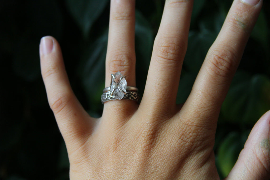 Floral Band Sterling Silver Ring