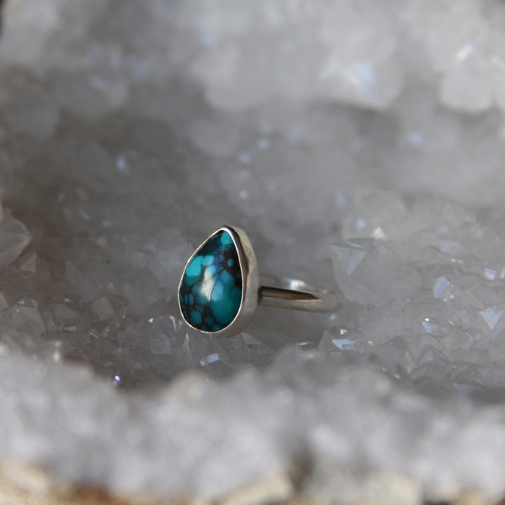 Turquoise Teardrop Sterling Silver Ring