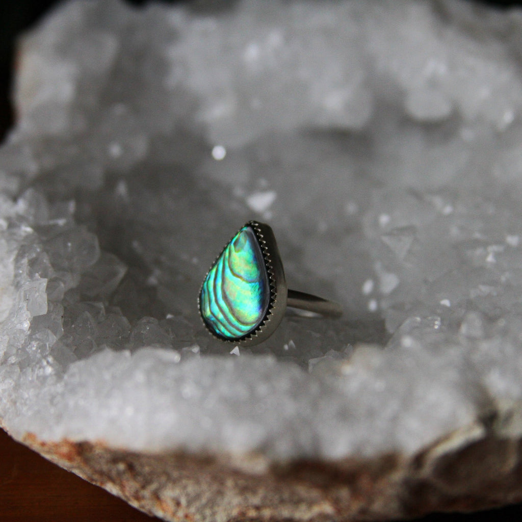 Abalone Shell Teardrop Sterling Silver Ring