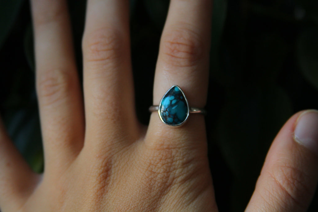 Turquoise Teardrop Sterling Silver Ring