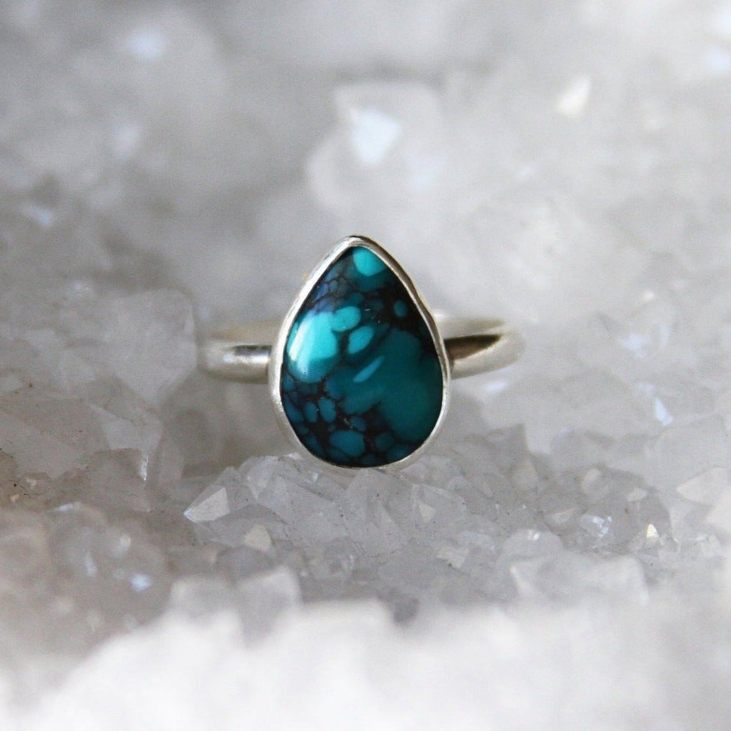 Turquoise Teardrop Sterling Silver Ring