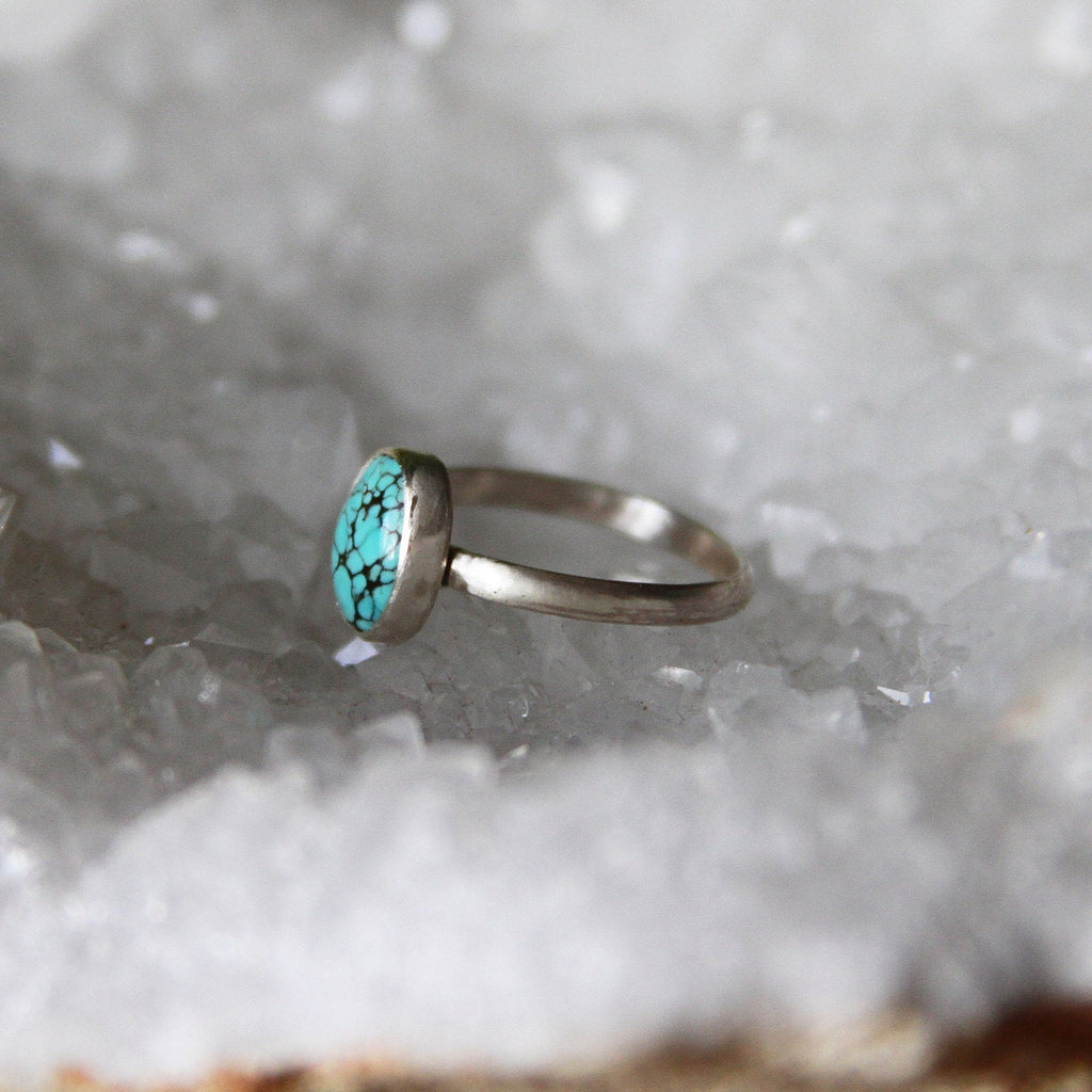 Turquoise Mini Oval Sterling Silver Ring