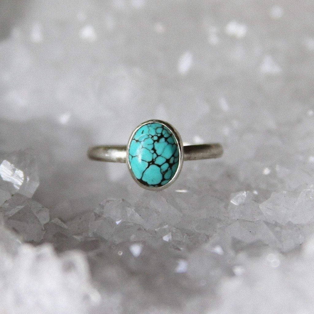 Turquoise Mini Oval Sterling Silver Ring