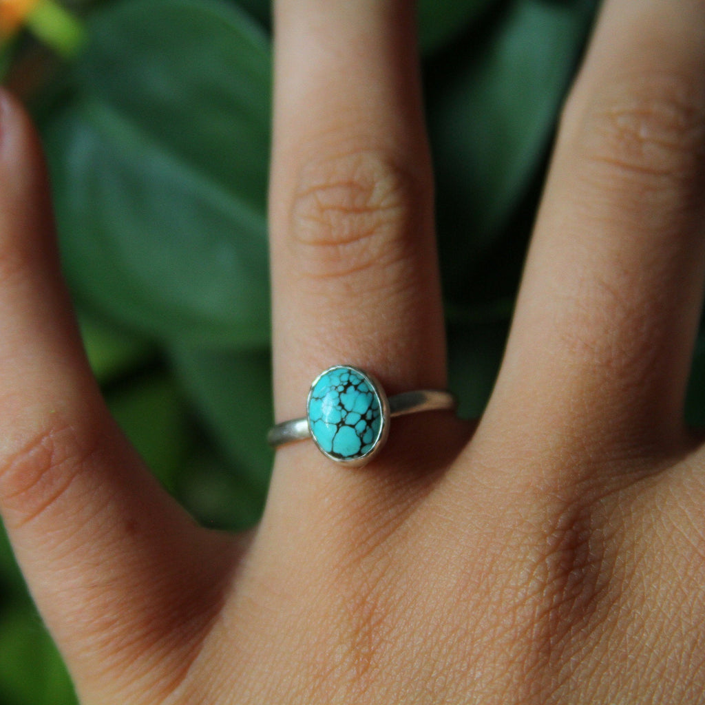 Turquoise Mini Oval Sterling Silver Ring